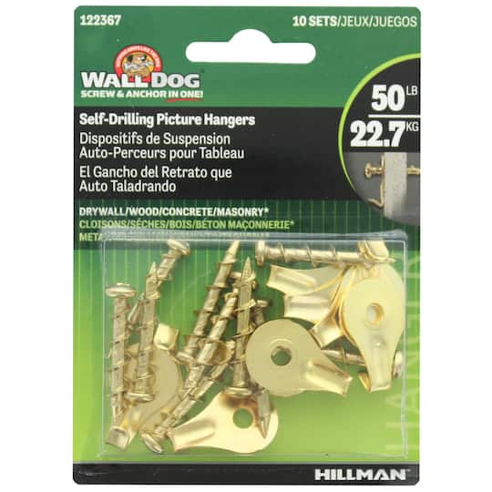 Hillman&#x2122; 50 lb. Wall Dog Self Drilling Picture Hangers, 10ct.